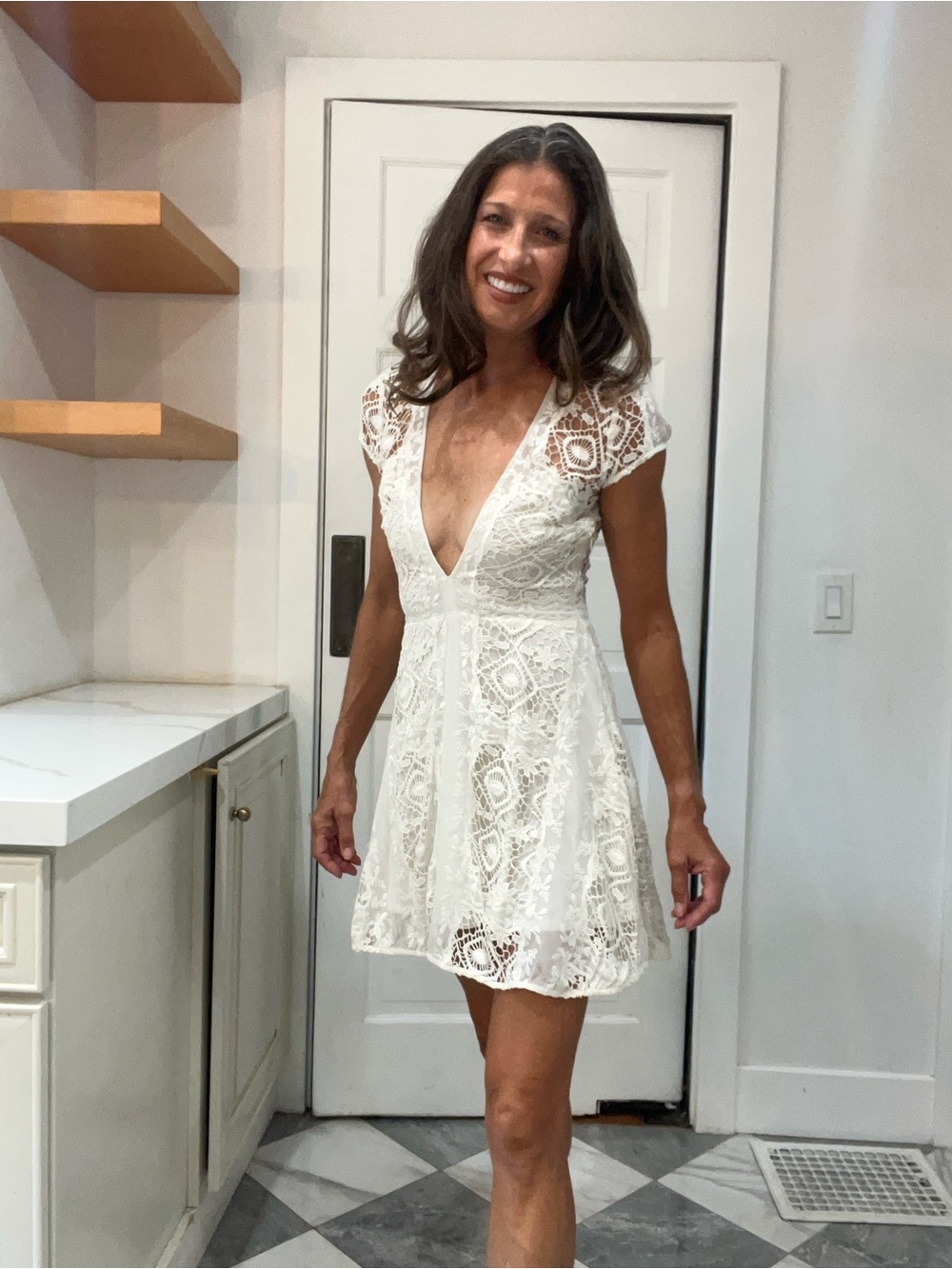 For Love & Lemons Mariposa Lace Mini Dress NWT White Ivory Small Cottagecore